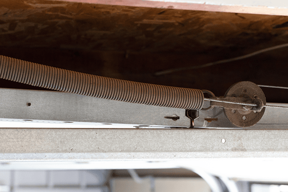 Slightly rusted garage door extension spring